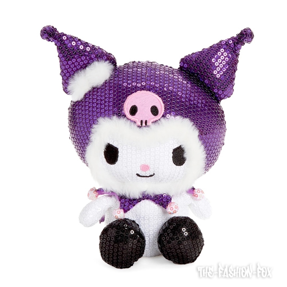 Sanrio Kuromi Festive Holiday Christmas Sequin Faux Fur-Trimmed Plush Doll NWT